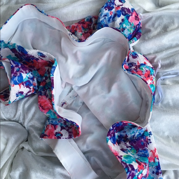 Fit & Flare Floral Lace Circle Strap Dress Size L - Picture 5 of 8